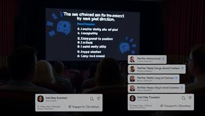 An interactive movie scene where viewers are presented with multiple choices on the screen, prompting them to select the next plot direction, while a chat box shows real-time reactions and discussions among the audience, highlighting the interactive and communal aspect of CineConnect.