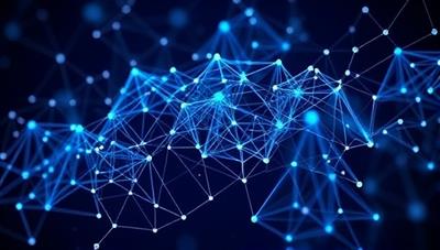 An intricate web of digital connections and nodes representing the AI algorithms and data analysis processes of FraudShield AI, symbolizing the complex and efficient fraud detection mechanisms at work behind the scenes, safeguarding insurance companies against fraudulent activities.