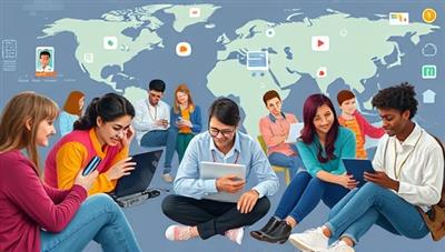 An inclusive digital world with diverse users interacting with websites on various devices, emphasizing accessibility features like screen readers, keyboard navigation, and alt text descriptions, showcasing the importance of inclusive web design for all users.