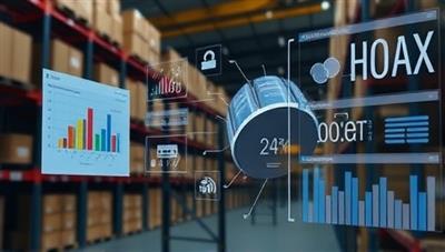 An insightful visual representation of a virtual warehouse consultant analyzing data, providing recommendations, and guiding businesses towards operational excellence.
