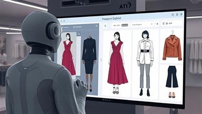 An artistic visualization of an AI stylist creating personalized outfit combinations on a digital wardrobe interface, with virtual try-on features and style recommendations tailored to the user's preferences and body shape, presenting a modern and innovative approach to fashion styling.