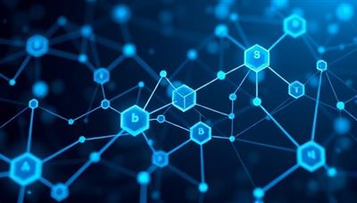 An innovative blockchain network visual representation with interconnected blocks representing secure transactions and data integrity, symbolizing the cutting-edge technology behind the BlockBet Sports platform.