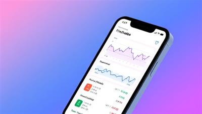 A smartphone displaying the TinyTrades app interface, with colorful graphs and investment options, symbolizing accessible and user-friendly investing for all.