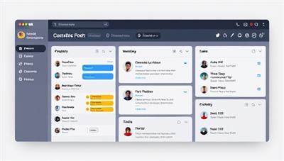 An interactive platform interface displaying a construction project dashboard with real-time updates on progress, tasks, and communication threads between team members, highlighting the platform's collaborative features and user-friendly design.