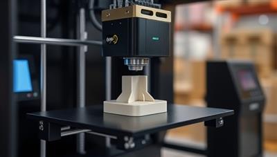 A state-of-the-art 3D printer in action, producing a custom-designed tool for warehouse operations, demonstrating the precision and efficiency of PrintWareHub's on-demand 3D printing service in meeting the specific needs of warehouse operators.