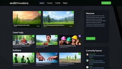 An engaging course interface of EcoEd Innovations showcasing diverse sustainability topics, interactive lessons, and community forums, fostering a collaborative and educational environment for individuals passionate about environmental conservation.