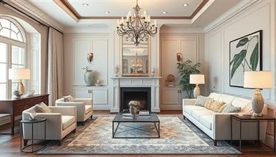 An elegant living room with virtual design elements overlaid, showcasing how a virtual interior design consultation can transform a space using digital enhancements and recommendations.