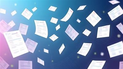 An animated depiction of invoices flowing seamlessly into a digital system, where AI technology processes and categorizes them with precision and speed, illustrating the efficiency and automation provided by InvoiceGenius Automation to subscribers.