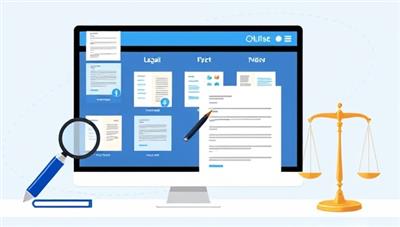 An image of a user-friendly online platform displaying a variety of legal document templates with a user editing a contract template, surrounded by icons of a pen, magnifying glass, and legal scales, symbolizing convenience and legal empowerment.