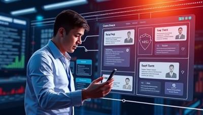 An engaging visualization of a user exploring career options on a digital interface, receiving customized job recommendations and skill-building resources, symbolizing the personalized and intuitive experience offered by CareerSync AI's career matching platform, creating a futuristic and empowering representation of career exploration and advancement.