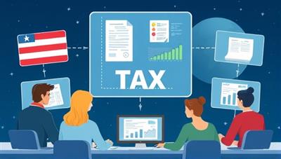 An illustration showing a diverse group of individuals from different countries engaging in a virtual tax advisory session, with digital screens displaying tax forms and financial data, symbolizing global tax expertise and remote consultations.