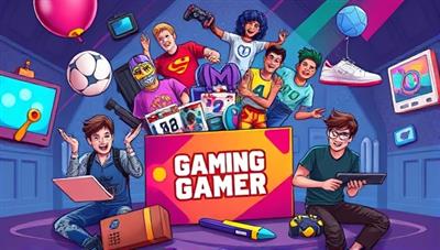 An artistic illustration of a vibrant and exciting gaming-themed subscription box bursting with colorful gaming merchandise, collectibles, and accessories, surrounded by joyful gamers unboxing and discovering the contents, evoking a sense of surprise and delight.