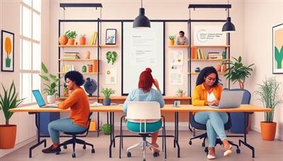 An engaging visual of a virtual office environment with diverse freelancers collaborating on laptops, representing the flexibility and connectivity of the remote gig economy, fostering creativity and innovation.