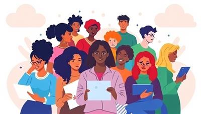 An engaging digital illustration of diverse Gen Z individuals networking, attending virtual workshops, and receiving mentorship advice through the CareerForge GenZ platform, symbolizing empowerment, growth, and career success for the next generation of professionals.