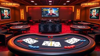 An engaging poker tournament lobby displaying virtual poker tables, player avatars, and tournament schedules, surrounded by animated poker chips and cards, creating a vibrant and competitive atmosphere that captures the essence of the peer-to-peer poker tournament platform.