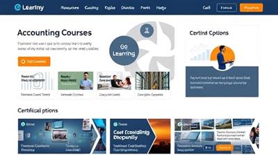 An e-learning platform interface showcasing a variety of accounting courses, interactive lessons, and certification options, illustrating the platform's educational resources and professional development opportunities.