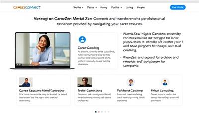 An interactive platform interface showcasing virtual career coaching sessions, mentorship connections, and professional development resources, highlighting the transformative and supportive environment provided by CareerZen Connect for professionals navigating their career paths.