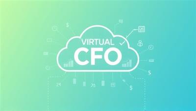 An abstract representation of a virtual CFO service, showcasing a cloud icon with financial graphs and charts flowing into it, symbolizing seamless financial management and decision-making from anywhere.