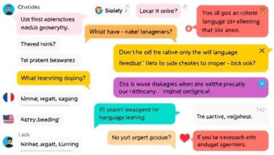 An engaging chatbot interface with colorful language exercises, interactive quizzes, and instant feedback, designed to make language learning fun and accessible for users of all proficiency levels.