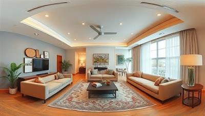 An immersive virtual reality view of a beautifully designed living room, showcasing different furniture arrangements, color schemes, and decor elements, creating a visually stunning and interactive experience for users.