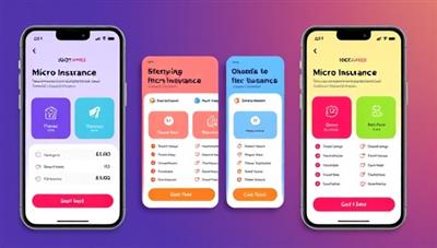 An engaging mobile app interface displaying various micro-insurance subscription plans with colorful icons and clear pricing, appealing to tech-savvy users seeking hassle-free insurance solutions.