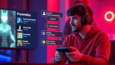 An AI-powered virtual assistant interacting with a gamer, suggesting personalized game recommendations based on the player's gaming history and preferences, illustrating convenience and customization.