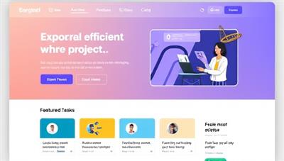 An engaging platform interface mockup displaying various micro-project categories and featured tasks, inviting users to explore quick and efficient solutions for their project needs in a visually appealing format.