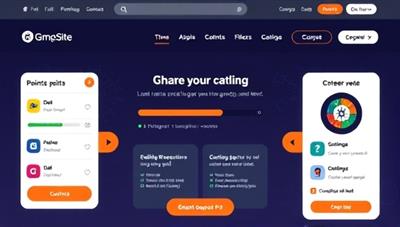 An interactive website homepage featuring gamified elements such as progress bars, points systems, and animated challenges, creating a dynamic and engaging user experience on GameSite Engage.