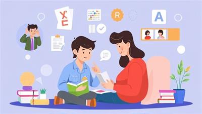 An online tutoring session illustration featuring a student and tutor engaging in a virtual learning environment, with interactive study materials and digital tools enhancing the educational experience, conveying the effectiveness and convenience of remote tutoring.