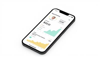 A modern and sleek mobile app interface displaying financial charts and graphs, with a personal finance coach icon offering guidance, symbolizing empowerment and financial growth.