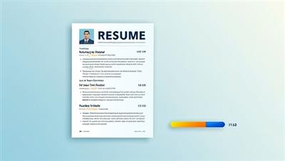An artistic representation of a resume document transforming into a digital, optimized version through AI algorithms, with keywords and skills highlighted, formatting enhanced, and a success bar indicating the resume's competitiveness, symbolizing the platform's transformative impact on job applications.