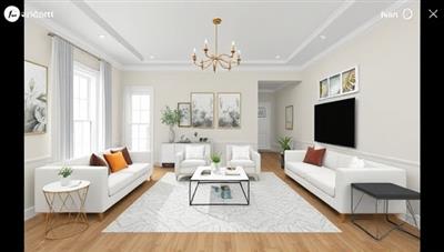 A virtual room simulation showcasing a beautifully designed living space with VirtuDecor Consult branding, featuring aesthetically pleasing decor elements, furniture arrangements, and color schemes, highlighting the transformative power of virtual interior design consultations.