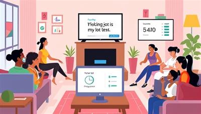 A digital illustration of a diverse group of people engaging in virtual fitness sessions from their living rooms, with motivational quotes and progress trackers displayed on their screens, conveying a sense of community and achievement.