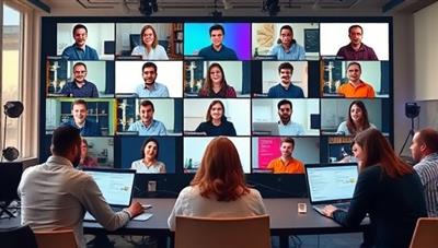 A virtual bootcamp setting with participants engaged in interactive training sessions, collaborating on projects, and receiving guidance from industry experts and mentors, creating a dynamic and immersive learning environment for skill development and career advancement.