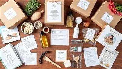 An aesthetically pleasing flat lay of various DIY beauty workshop kits, featuring colorful ingredients, recipe cards, packaging materials, and beauty tools, arranged on a wooden table, evoking a sense of creativity and relaxation.