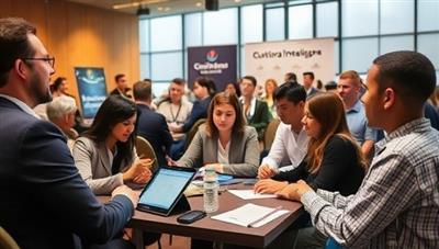 A dynamic workshop setting with diverse professionals engaged in interactive cultural intelligence activities, showcasing the immersive and experiential learning approach of Cultural Compass Consultants.