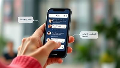 An engaging visual of a user interacting with the language learning app on a smartphone, practicing vocabulary with AI assistance and receiving instant feedback, creating a dynamic and immersive language learning experience.
