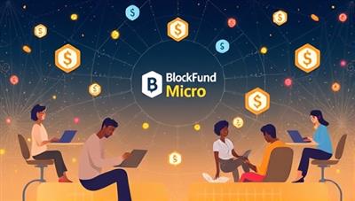 An innovative digital illustration showcasing the BlockFund Micro platform in action, with users from diverse backgrounds engaging in transparent and secure lending transactions through blockchain technology, symbolizing financial empowerment and inclusion for all.