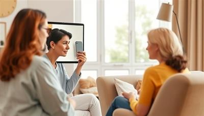 An emotionally supportive visual of a virtual therapy session, with a therapist providing compassionate guidance and support through a video call, while the client engages in self-reflection and emotional wellness activities, showcasing the platform's empathetic and professional mental health services.