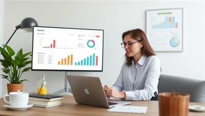 A virtual financial planning session with a personal finance coach guiding a client through budgeting strategies and investment options, using digital financial tools, charts, and calculators to illustrate financial concepts and empower individuals to take control of their financial future.