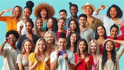 An artistic collage of diverse micro-influencers with vibrant aesthetics, engaging poses, and unique personalities, symbolizing authenticity, creativity, and the power of niche influence in the digital space.