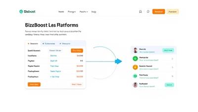 An online platform interface showing a seamless and user-friendly lending process, with small business owners submitting loan requests and individual investors reviewing investment opportunities, highlighting the simplicity and accessibility of BizBoost Loans.
