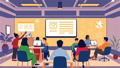 A digital illustration depicting a virtual career development bootcamp setting with participants engaging in workshops, networking sessions, and resume-building activities, guided by career coaches and industry experts, fostering professional growth and skill enhancement in a dynamic online environment.