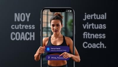 A sleek and modern app interface showing a user receiving real-time feedback from a virtual fitness coach during a workout session, with motivational quotes in the background, creating a dynamic and interactive fitness environment.