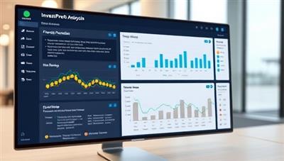 An online platform interface displaying interactive property investment analysis tools, financial projections, and risk assessment modules, with a virtual advisor guiding clients through investment scenarios and strategies, illustrating the analytical depth and expertise of InvestPro Analysis in real estate investment consultancy.