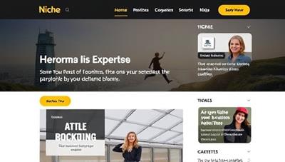A niche blog website mockup featuring niche-specific content, engaging visuals, and a clean layout tailored to a specialized audience, conveying expertise and authority in the chosen niche market.