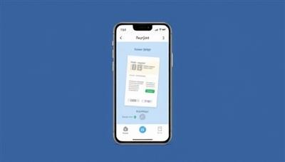An animated visualization of a mobile app interface scanning and organizing digital receipts into categories, with intuitive features for expense tracking and insights on spending patterns, symbolizing efficiency and convenience in receipt management.