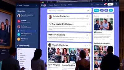 An online community forum interface displaying engaging discussions, investment opportunities, and networking events for real estate enthusiasts, showcasing a vibrant and collaborative environment within the Property Wealth Alliance investment club.