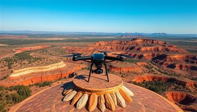 Aerial drone footage capturing a scenic landscape with vibrant colors and intricate details, showcasing the stunning perspectives and unique angles that drone photography can offer to clients and viewers.