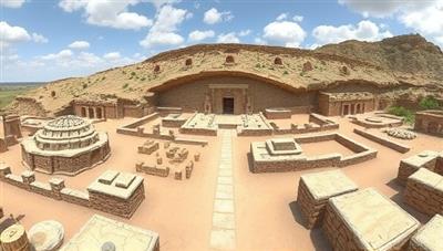 An immersive VR field trip experience showcasing a virtual tour of an ancient archaeological site with detailed 3D reconstructions, interactive historical information, and panoramic views, transporting users to a distant location and providing an educational and engaging learning experience.